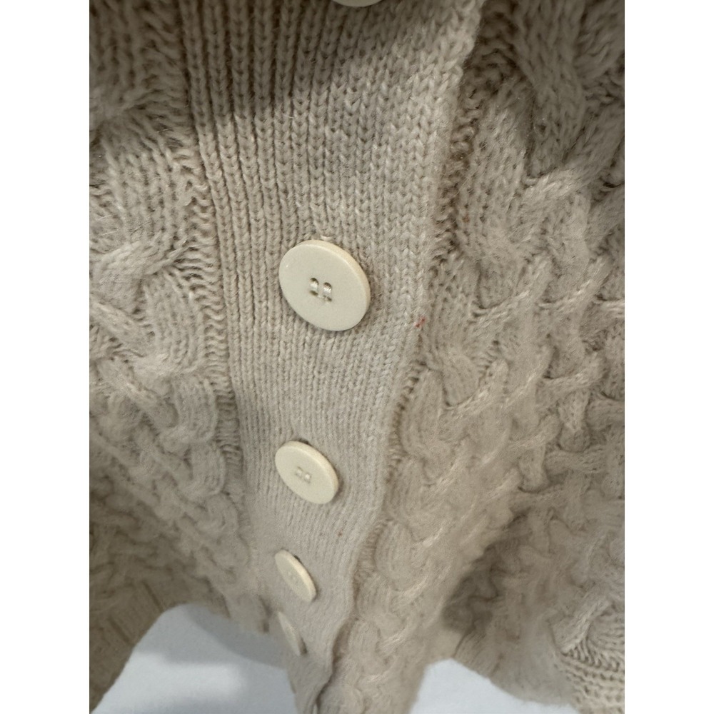 French Connection Cable Knit Cardigan Sweater Sz S Cream Alpaca Blend Button - Picture 13 of 13